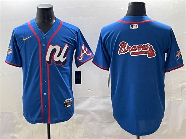 Men's National League Atlanta Braves Team Big Logo Blue 2025 All-Star Edition Limited Stitched Baseball Jersey Men's National League Atlanta Braves Team Big Logo Blue 2025 All-Star Edition Limited Stitched Baseball Jersey